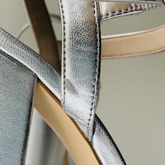 STUART WEITZMAN Dancer Block 120 Platform Sandal 9.5B Silver Metallic VGUC - Picture 10 of 14